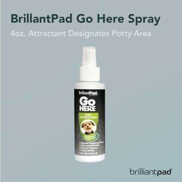 BrilliantPad Go Here! Puppy Potty Training Spray | Natural Attractant, Dog & Puppy Home Housebreaking Aid for Pets | Safe for Animals, Furniture & Plants | Use on Pee Pads Indoor & Outdoor | 4oz