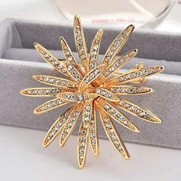 Elegant GYAYU Sun Flower Rhinestone Brooch for Women