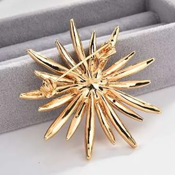 Elegant GYAYU Sun Flower Rhinestone Brooch for Women