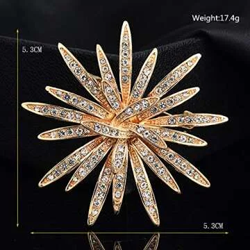 Elegant GYAYU Sun Flower Rhinestone Brooch for Women