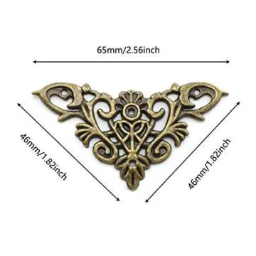 Furniture Decorative Edge Cover, OZXNO 8-Pack Vintage Bronze Carved Zinc Alloy Corner Protector for Cabinet Jewelry Box Album Drawer