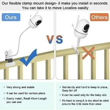 15.7 inches Baby Monitor Mount Compatible with HelloBaby HB6550/HB65/HB6550 pro/HB66/HB248,ANMEATE SM935E Baby Monitor Camera,Flexible Clip Clamp Mount Long Gooseneck Arm