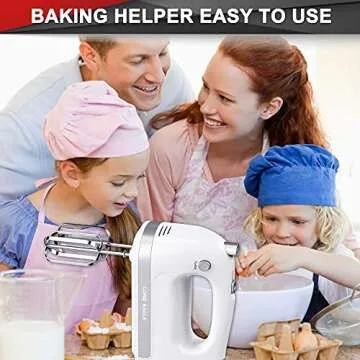 Lord Eagle Hand Mixer Electric 400W, 5 Speed handheld Mixer, 5 Stainless Steel Accessories for Baking Cake Egg Cream Food Beater, Turbo Boost/Self-Control Speed + Eject Button (White)