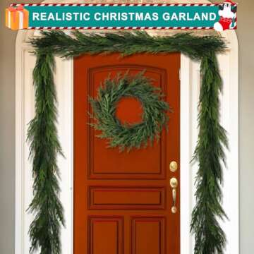 6 Ft Realistic Christmas Garland,Natural Droopy,Soft Bendable Garlands for Decoration Christmas, Lif...