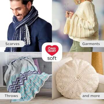 Red Heart Soft Yarn, Light Gray Heather (E728.9440)