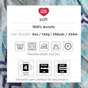 Red Heart Soft Yarn, Light Gray Heather (E728.9440)