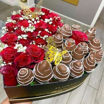 UNIKPACKAGING Set of 3, Heart Shaped Flower/Gift Boxes (Black)