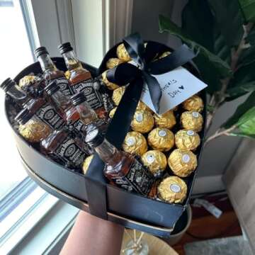 UNIKPACKAGING Set of 3, Heart Shaped Flower/Gift Boxes (Black)