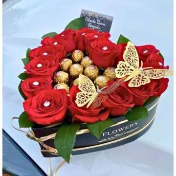 UNIKPACKAGING Set of 3, Heart Shaped Flower/Gift Boxes (Black)