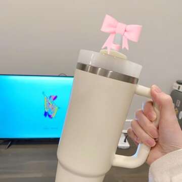 Trendy Bow Straw Caps for Stanley 30 & 40 Oz Tumblers