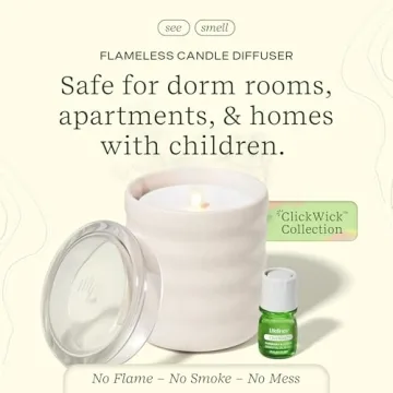 Lifelines Flameless Candle Aromatherapy Essential Oil Diffuser with ClickWick Essential Oil Blend - Cordless & Waterless Diffuser for Home - Scented Electric Candles Blow Out Flame - Cream Bubble