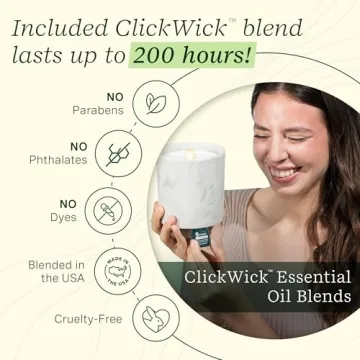 Lifelines Flameless Candle Aromatherapy Essential Oil Diffuser with ClickWick Essential Oil Blend - Cordless & Waterless Diffuser for Home - Scented Electric Candles Blow Out Flame - Cream Bubble