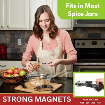 Magnetic Measuring Spoons Set - Black, 8 pcs