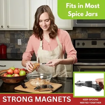 Magnetic Measuring Spoons Set - Black, 8 pcs