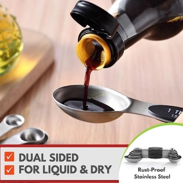 Magnetic Measuring Spoons Set - Black, 8 pcs