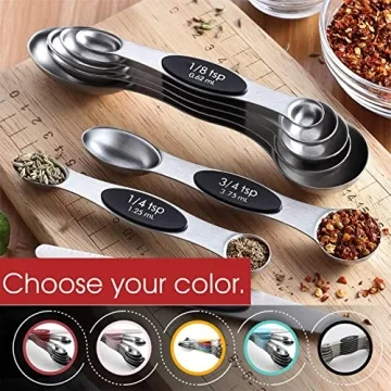 Magnetic Measuring Spoons Set - Black, 8 pcs