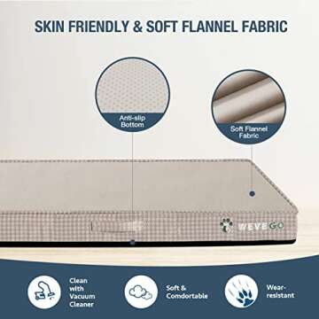 Orthopedic Dog Bed with Removable Washable Cover, Gel Memory Foam and Sponge 2-Layer, Pet Beds with Waterproof Lining and Anti-Slip Bottom for Medium Dogs