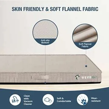 Orthopedic Dog Bed with Removable Washable Cover, Gel Memory Foam and Sponge 2-Layer, Pet Beds with Waterproof Lining and Anti-Slip Bottom for Medium Dogs