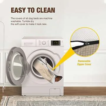 Orthopedic Dog Bed with Removable Washable Cover, Gel Memory Foam and Sponge 2-Layer, Pet Beds with Waterproof Lining and Anti-Slip Bottom for Medium Dogs