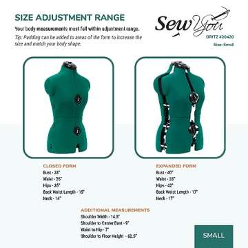 Dritz Sew You Adjustable Dress Form Small for Perfect Fit