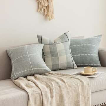 vctops Rustic Lattice Cotton Linen Throw Pillow Cover