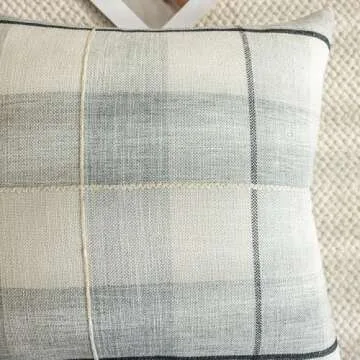 vctops Rustic Lattice Cotton Linen Throw Pillow Cover