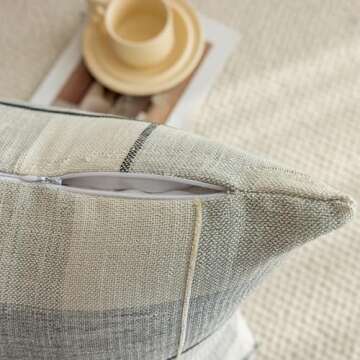 vctops Rustic Lattice Cotton Linen Throw Pillow Cover