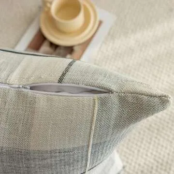 vctops Rustic Lattice Cotton Linen Throw Pillow Cover