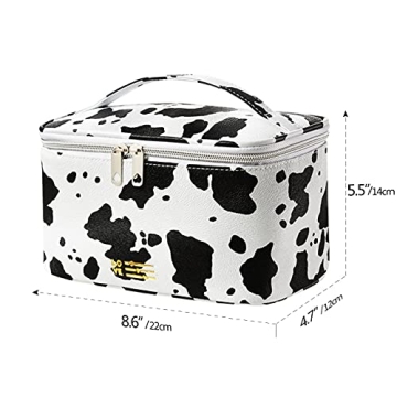 Travel Cosmetic Organizer - Cow Print Makeup Bag