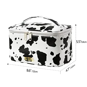 Travel Cosmetic Organizer - Cow Print Makeup Bag