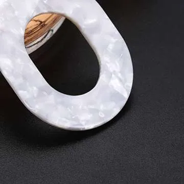 Acrylic Earrings For Women Statement Geometric Earrings Resin Acetate Drop Dangle Earrings Mottled Hoop Earrings Fashion Jewelry (White)