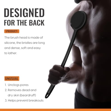 VWMYQ Silicone Back Scrubber with Long Handle for Shower
