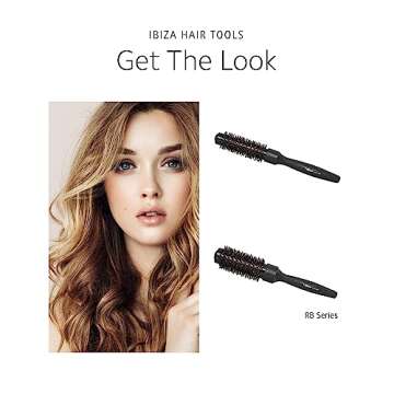 Ibiza Hair Ceramic Round Brush (RB3-33mm) | Carbon Fiber/Nylon Bristles & Beech Wood Core to Absorb ...