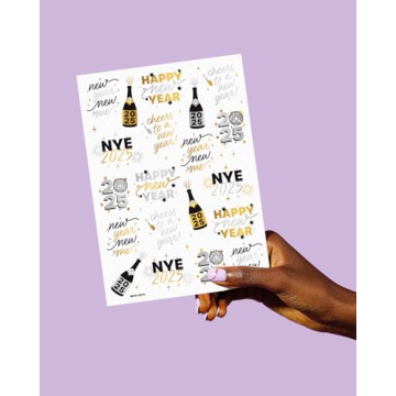 xo, Fetti New Year's Eve Party Supplies Tattoos - 40 Gold and Silver Foil Styles | NYE Party Favors, Disco Celebration Decorations, NYE 2025 Decor