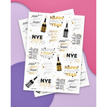 xo, Fetti New Year's Eve Party Supplies Tattoos - 40 Gold and Silver Foil Styles | NYE Party Favors, Disco Celebration Decorations, NYE 2025 Decor