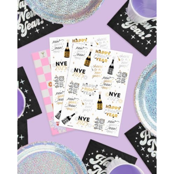 xo, Fetti New Year's Eve Party Supplies Tattoos - 40 Gold and Silver Foil Styles | NYE Party Favors, Disco Celebration Decorations, NYE 2025 Decor