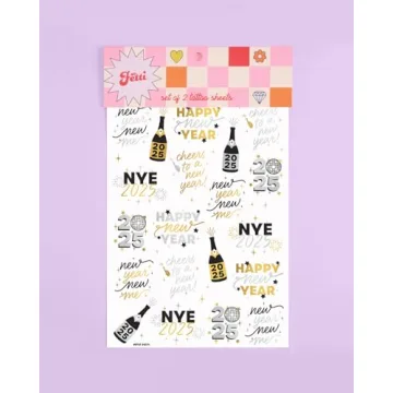 xo, Fetti New Year's Eve Party Supplies Tattoos - 40 Gold and Silver Foil Styles | NYE Party Favors, Disco Celebration Decorations, NYE 2025 Decor