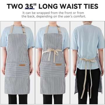 NLUS Adjustable Kitchen Aprons with Pockets - Dual Pack
