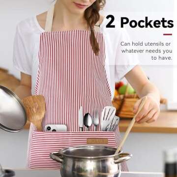 NLUS Adjustable Kitchen Aprons with Pockets - Dual Pack