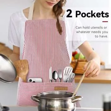 NLUS Adjustable Kitchen Aprons with Pockets - Dual Pack