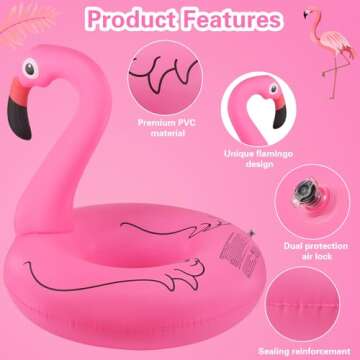 Sinbyuer Flamingo Inflatable Pool Floats, Pool Tubes Swim Ring Pink Pool Float, 42'' Large Pool Float, Pool Inner Tube Beach Floats for Adults, Blow Up Floaties Water Floaties Pool Raft Lounger Lake