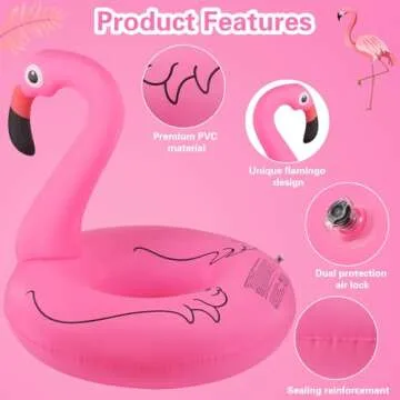 Sinbyuer Flamingo Inflatable Pool Floats, Pool Tubes Swim Ring Pink Pool Float, 42'' Large Pool Float, Pool Inner Tube Beach Floats for Adults, Blow Up Floaties Water Floaties Pool Raft Lounger Lake