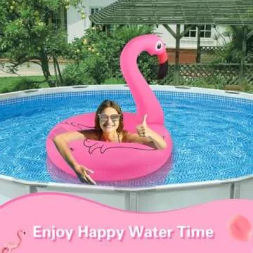 Sinbyuer Flamingo Inflatable Pool Floats, Pool Tubes Swim Ring Pink Pool Float, 42'' Large Pool Float, Pool Inner Tube Beach Floats for Adults, Blow Up Floaties Water Floaties Pool Raft Lounger Lake