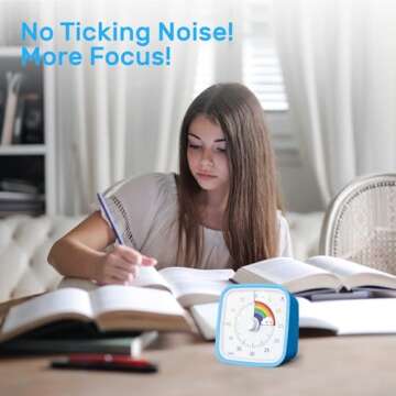 Ainowes 60 Minute Visual Timer with Protective Case, Rainbow Disk Timer for Kids and Adults, Silent Countdown Time Management Tool for Study Work Excercise or Beauty(Blue Rainbow)