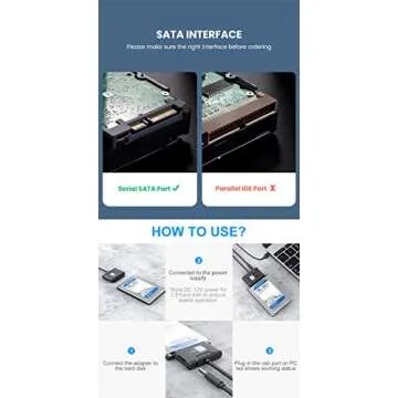 SATA to USB3.0 Adapter, Qmiypf USB 3.0 SATA III Hard Drive Adapter Cable SATA to USB 3.0 Adapter Cable for 2.5&3.5 inch SSD & HDD, Support UASP…