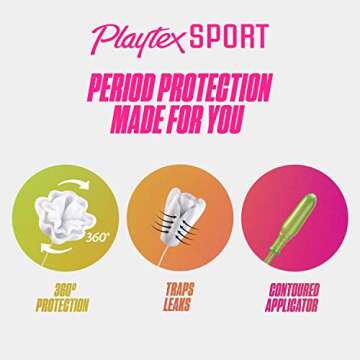 Playtex Sport Tampons - 72ct Multipack (Regular & Super Absorbency) for Active Women