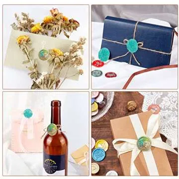 CRASPIRE 12PCS Wax Seal Stamp Set Moon and Sun Theme 10PCS Sealing Wax Stamp Heads with 2PCS Universal Wooden Handles for Weeding Invitation Envelope Card Birthday