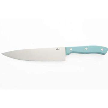 Oster Evansville 14 Piece Cutlery Set, Stainless Steel with Turquoise Handles -