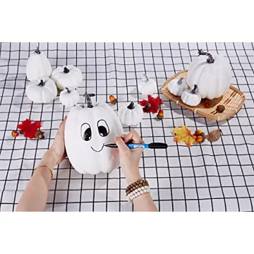 Artmag 12 pcs Assorted Sizes Artificial White Pumpkins for Fall Decor