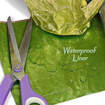 Paper Mart Black Floral Foil, 20 Inches by 10 Yards, Poly Lined, Embossed Flower Wrapping Paper for Bouquets, Plants, and Decor